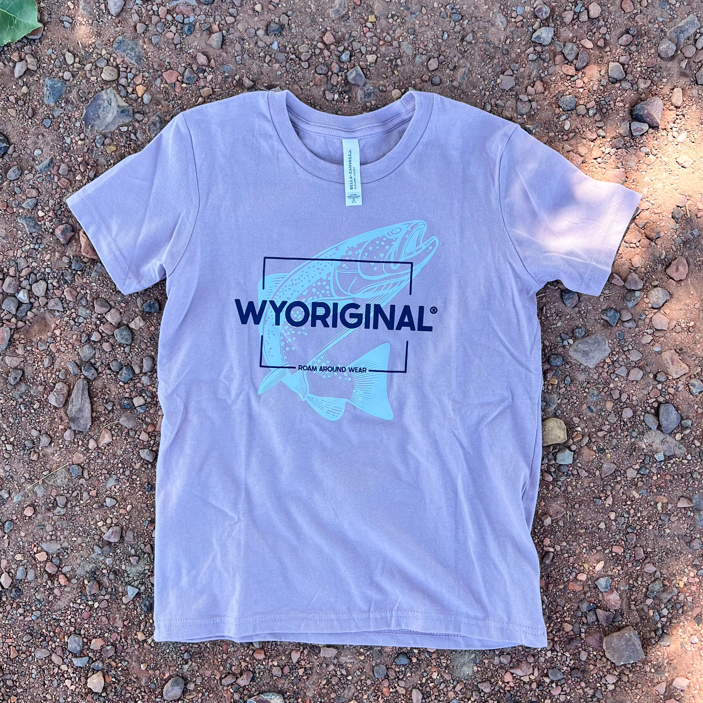 Wyoriginal youth tee. Trout tee. Fishing t-shirt. Roam Around Wear is a Wyoming t-shirt company based in Gillette, WY