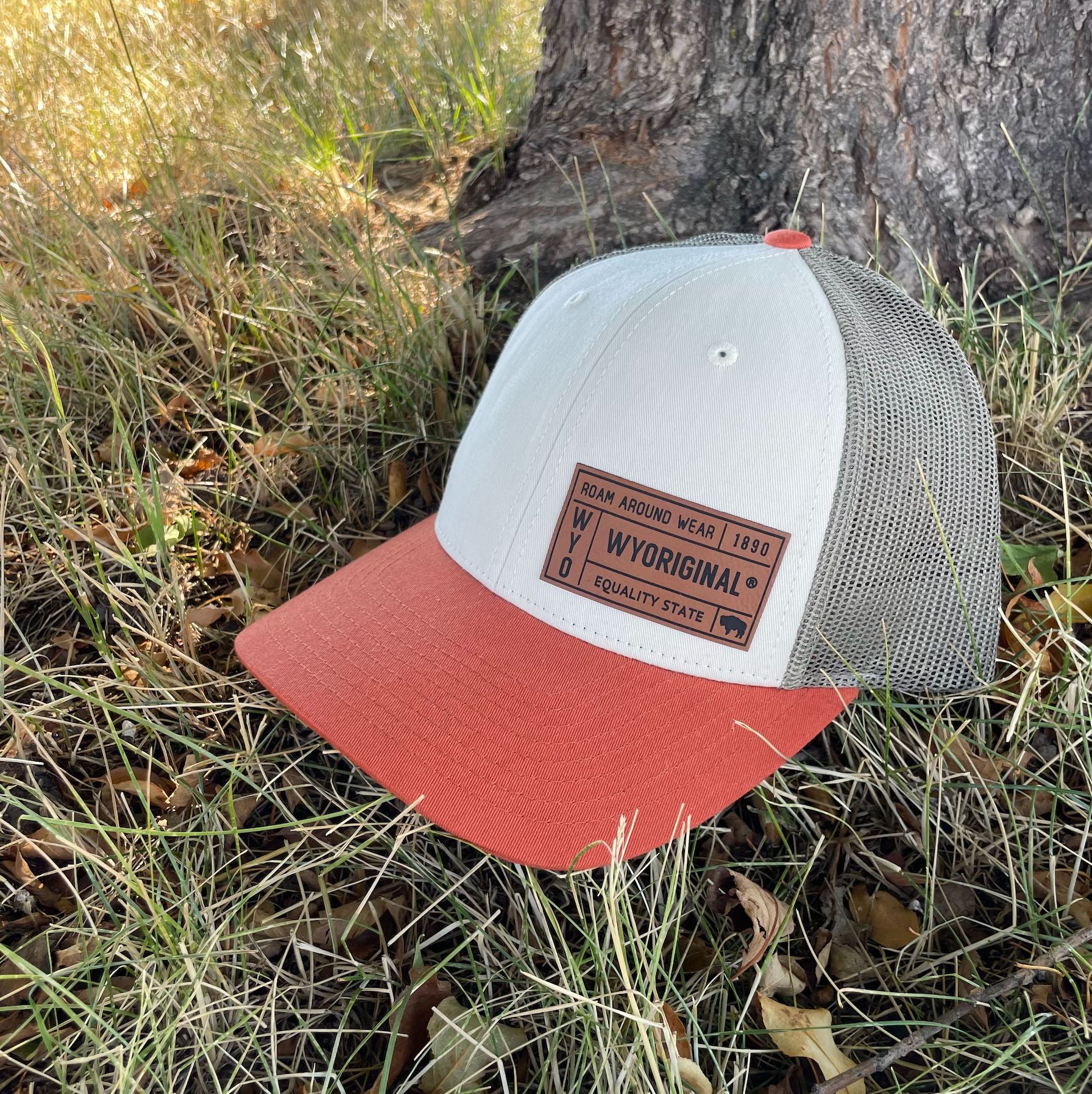 Tri color WYORIGINAL hat. Wyoming trucker hat. Roam Around Wear is a Wyoming t-shirt company based in Gillette, Wyoming