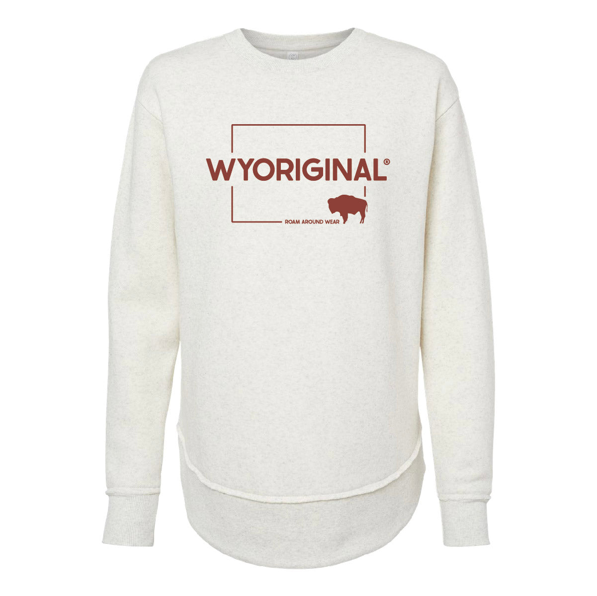 Natural crew women's sweatshirt. Wyoriginal sweatshirt. Roam Around Wear is a Wyoming T-shirt company based in Gillette, Wyoming