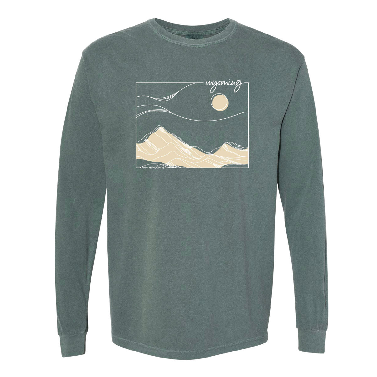 Landscape Wyoming Unisex Long Sleeve. Roam Around Wear is a Wyoming t-shirt company based out of Gillette, Wyoming