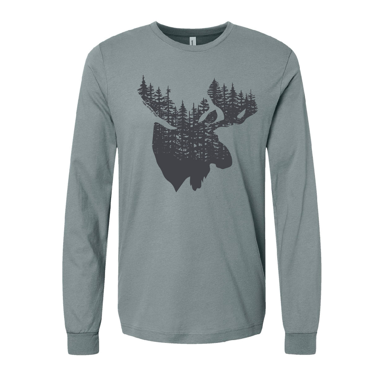 Moose Forest long sleeve Tee. Roam Around Wear is a Wyoming t-shirt company based out of Gillette, Wyoming