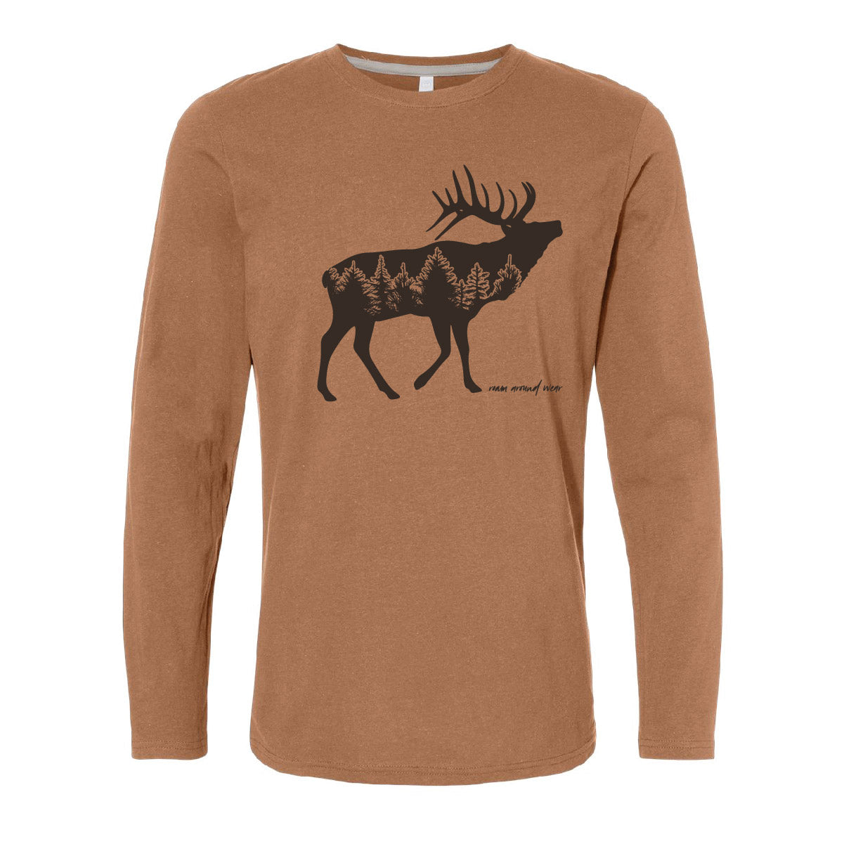 Elk Forest long sleeve Tee. Roam Around Wear is a Wyoming t-shirt company based out of Gillette, Wyoming