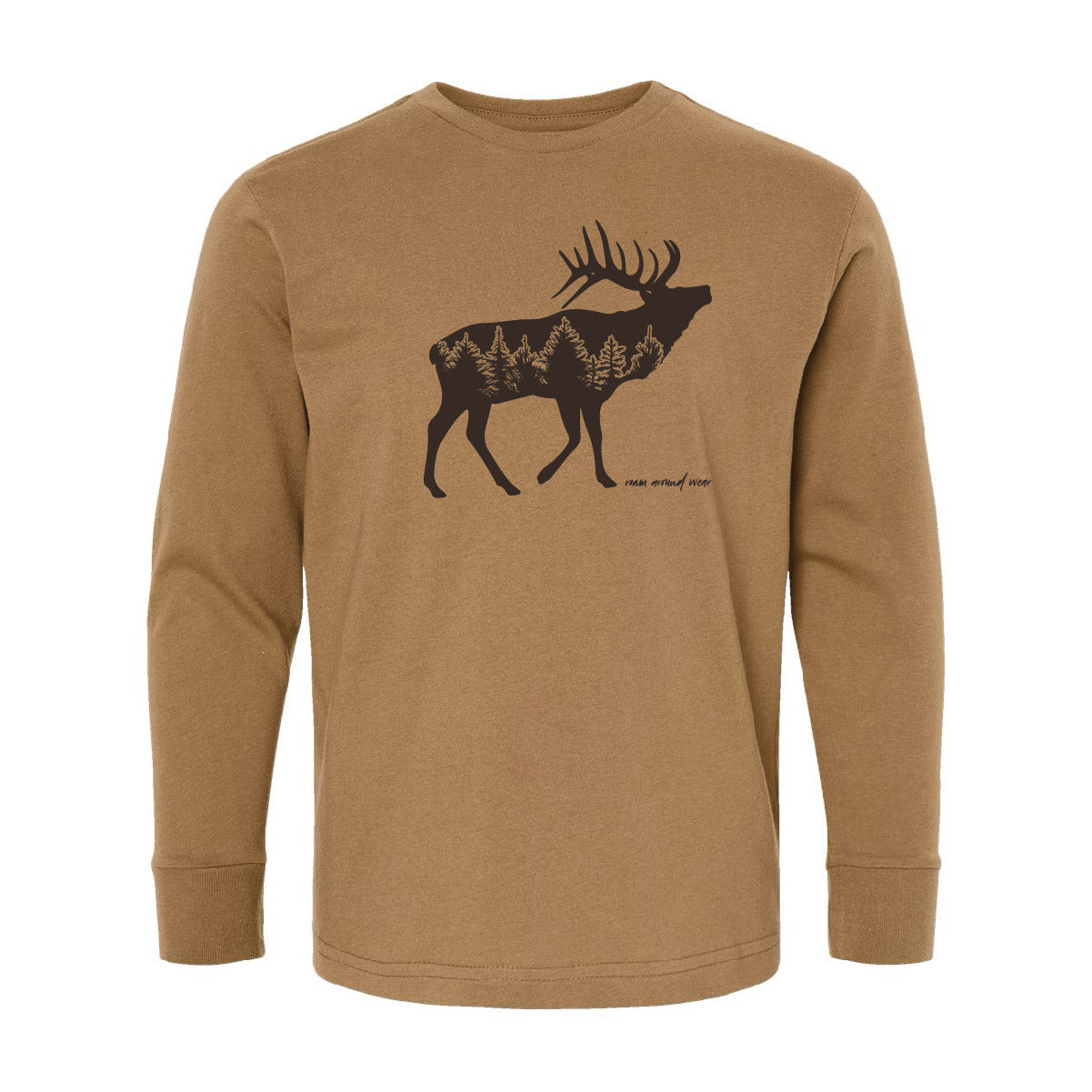 Youth Elk Forest Long Sleeve Tee. Roam Around Wear is a Wyoming t-shirt company based out of Gillette, Wyoming