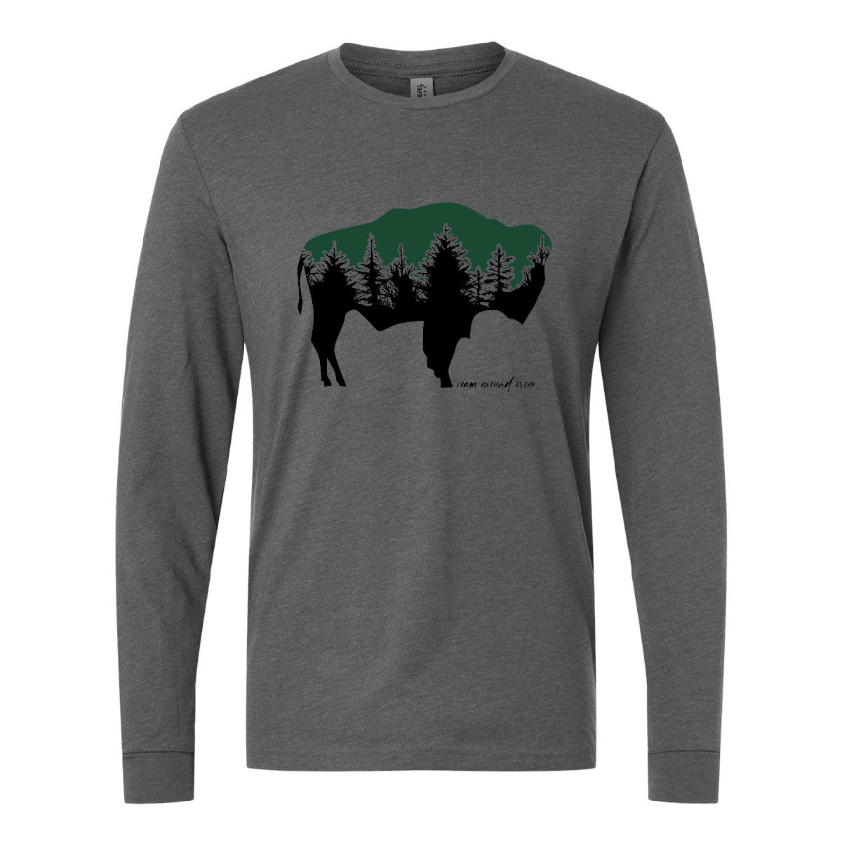 Bison Forest Long sleeve. Wyoming shirt. Roam Around Wear is a Wyoming t-shirt company based in Gillette, Wyoming