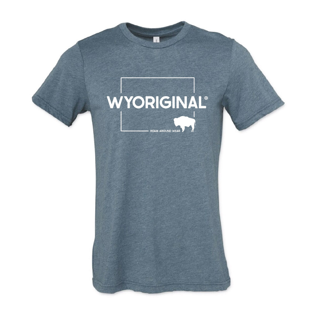 Wyoriginal Square state on unisex short long sleeve tee. Roam Around Wear is a Wyoming t-shirt company based in Gillette, Wyoming